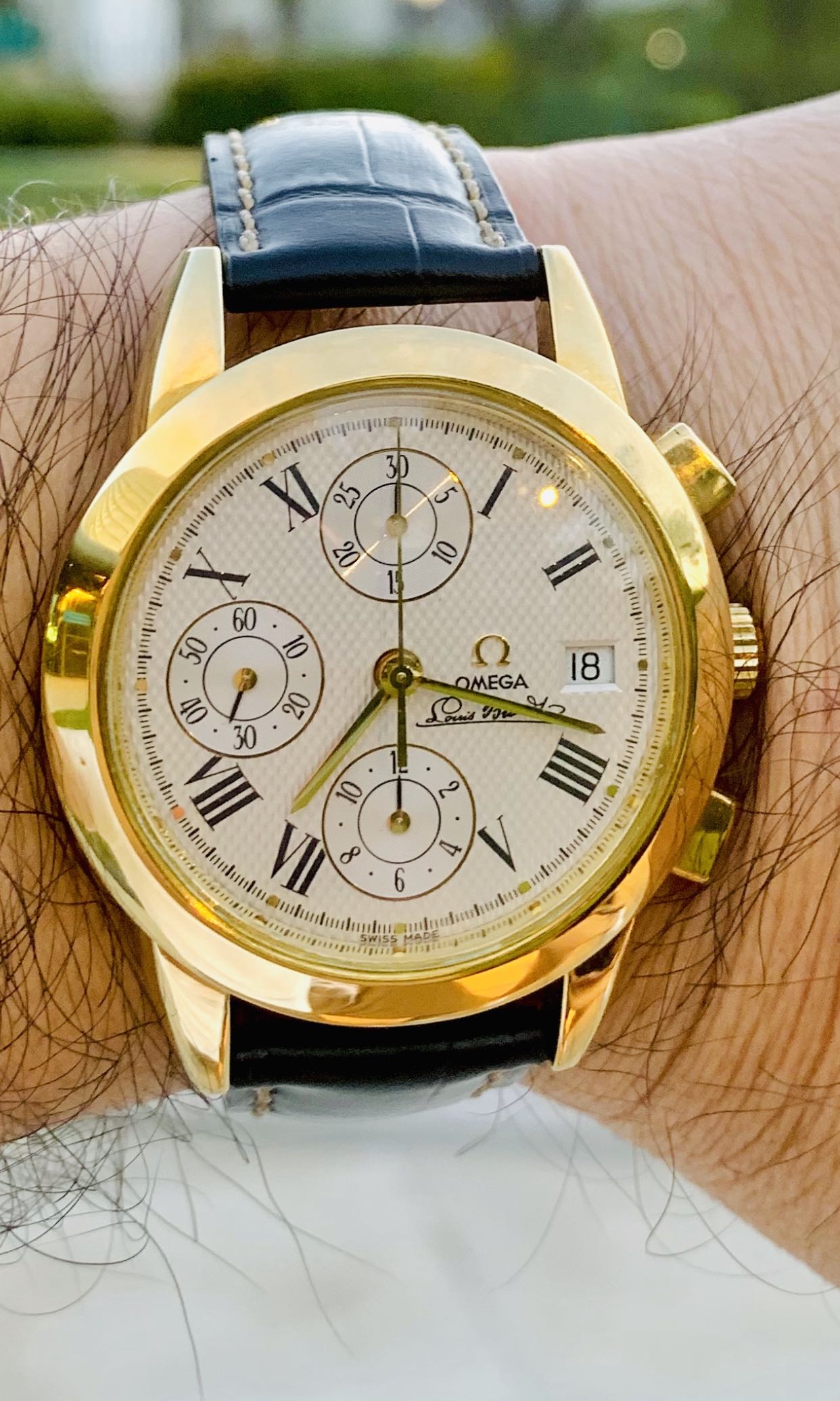 Omega Louis Brandt II Chronograph 18K Yellow Gold Watch